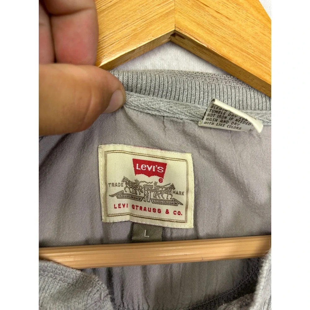 Gorpcore Levi Strauss & Co Mens L Gray Ribbed Cotton Long Sleeve Henley Shirt